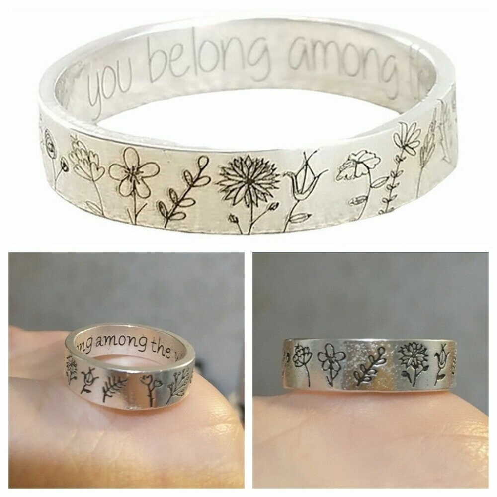 - You Belong 925 Silver Boho Stackable Ring Sz 9 - image 4